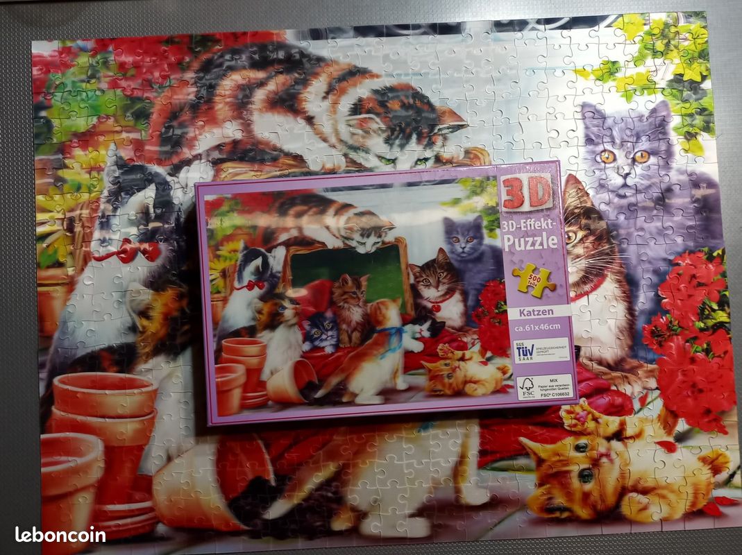 Puzzle 500 pièces 3D - chats / kitten (image 1)