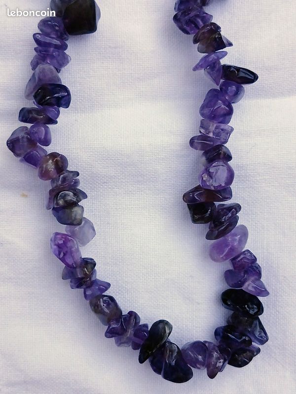 Parure Bijoux Améthyste - Collier + Bracelet En Pierres Naturelles & Acier
