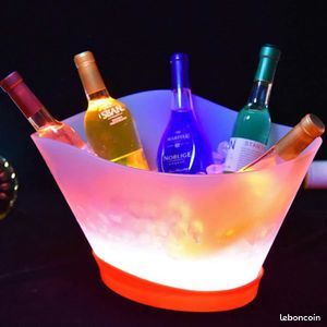 Seau à glace Lumineux 5L LED multicoloré - Pour champagne, vin, boissons, bière - Pour bar (image 1)