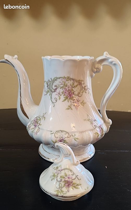 Théière cafetière faïence anglaise décor fleurs XIX ? (image 2)