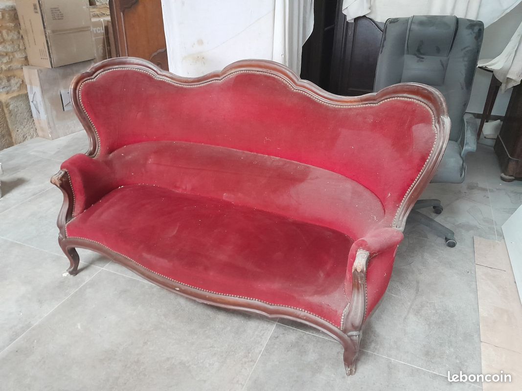 Canapé Louis-Philippe XIXème - Bois - 155x95 Cm - Multicouleur