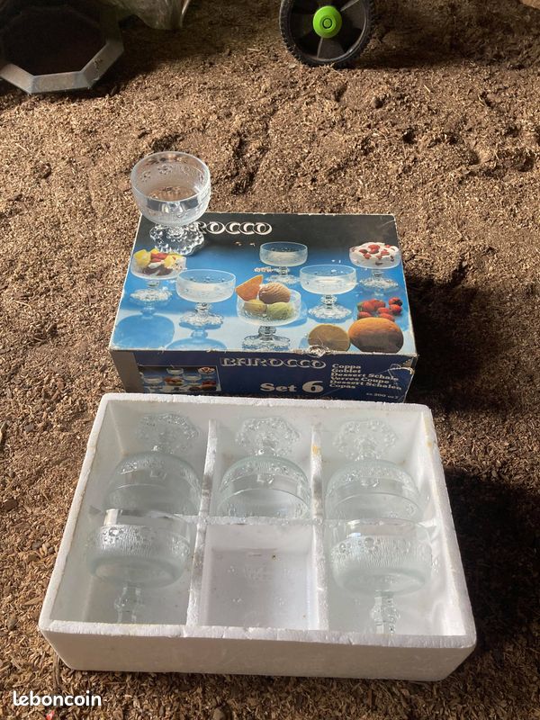 Coupes en Verre Dessert x6 Marque Barocco Vintage (image 3)