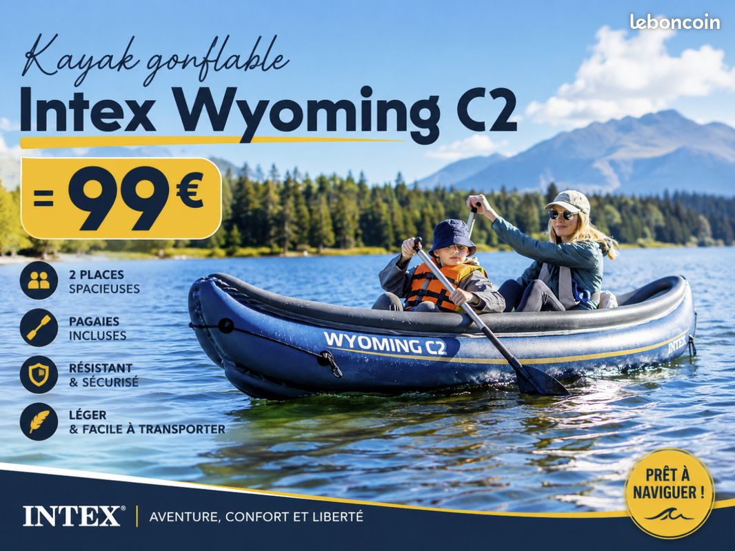 ✅ [NEUF] Kayak gonflable INTEX - Kit complet - 2 places - 180 kg 🥇 VENDEUR PRO (image 3)