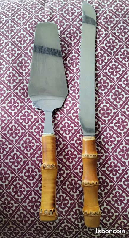 Pelle à tarte et couteau à pain bambou Thiers vintage (image 2)