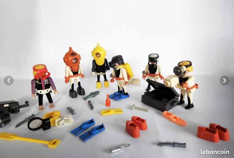 Figurine Playmobil Plongeur Homme-grenouille Jaune - Ancien Modèle (réf. 3348 Etc.), Occasion - Collection Vintage