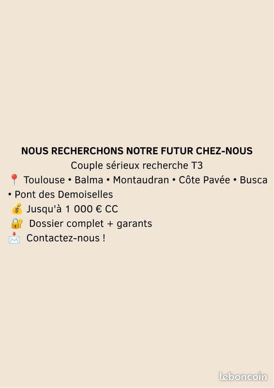 Appartement 3 pièces 50 m² · à Toulouse · 50 m² · 1 000 €/mois
