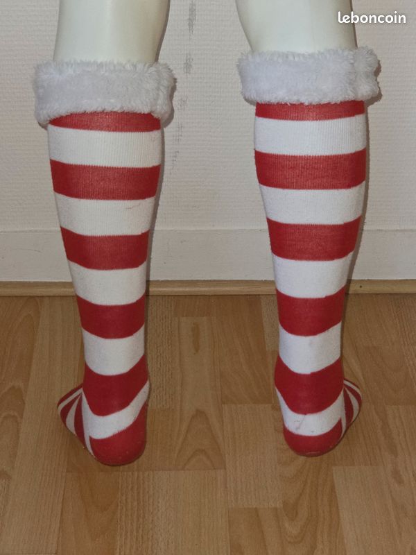 Chaussettes hautes Noël rayées rouge blanc (image 3)