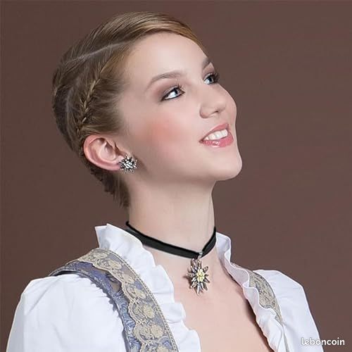 Vulevirtue 5 Pcs Collier D'Edelweiss Strass avec Pendentif Vulevirtue 5 Pcs Collier D'Edelweiss Strass avec Pendentif