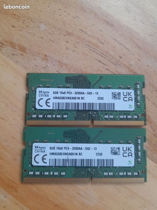 Lot RAM DDR4 Sodimm 16go 3200MHz [2×8go] (image 1)