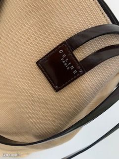Sac Céline toile beige et cuir marron (image 2)