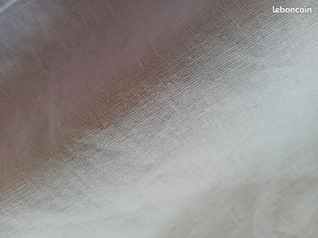 Paire de rideaux coton blanc épais avec plis religieuses sur le haut et nouettes Largeur 132 cm Huteur 178 cm (image 3)