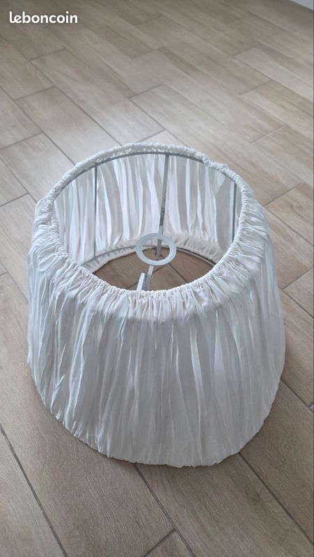 Abat-jour plissé tissu blanc - Style chic / bohème (image 3)
