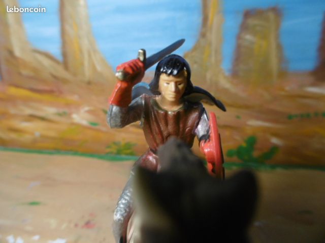 Figurine Starlux Moyen Âge - Cavalier Cape Et Flamme - Vintage France