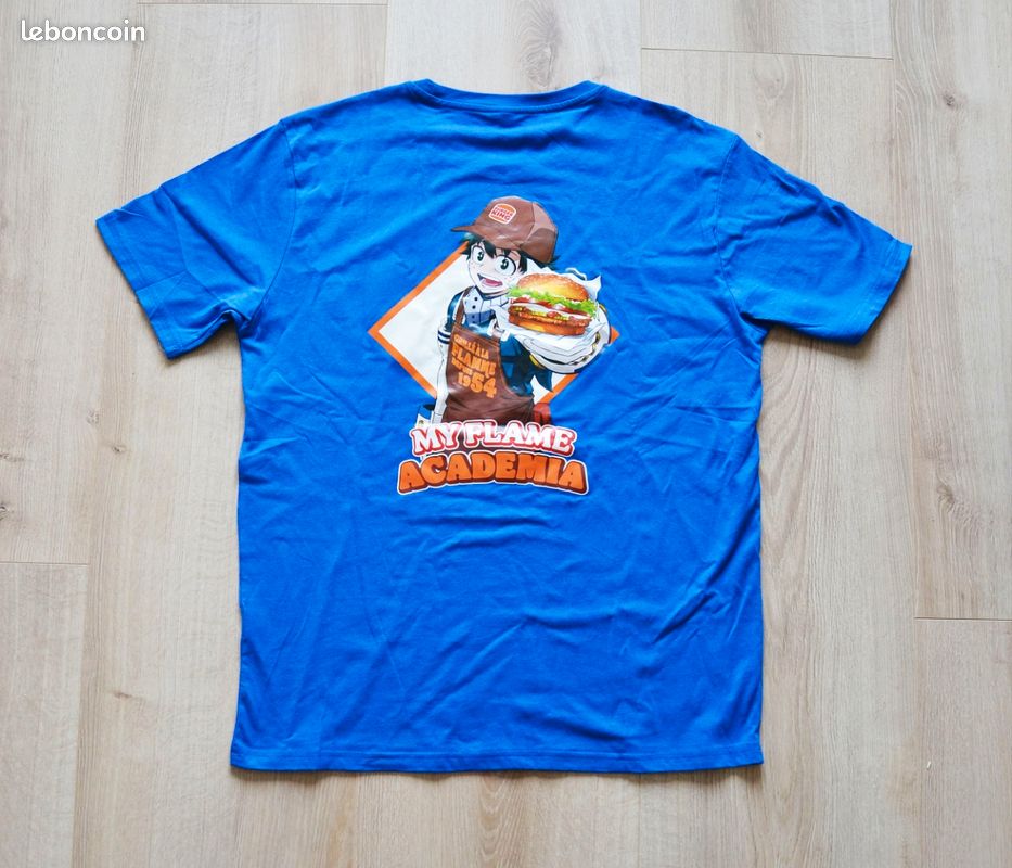 T-shirt Collector My Hero Academia X Burger King DEKU Taille M - Neuf Avec étiquettes - Bleu