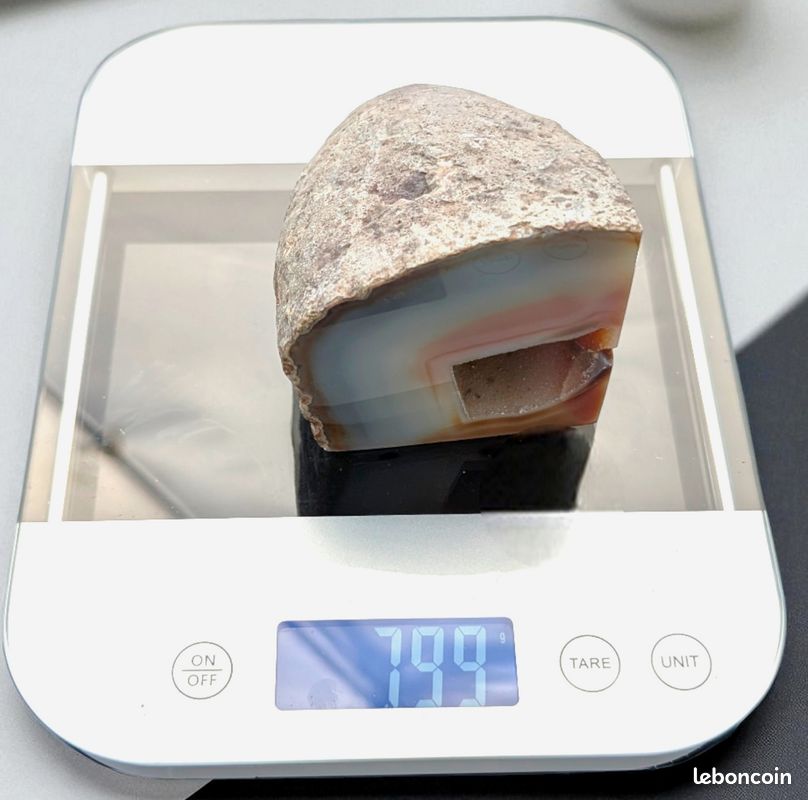 790g, pierre Agate brute polie - Géode de pierre naturelle (image 7)