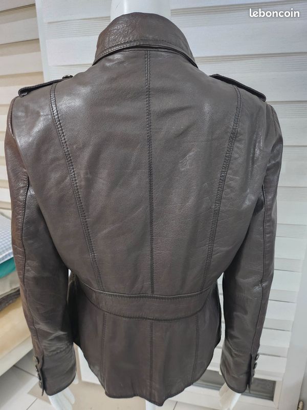 Veste cuir de super qualité skipper couleur marron taille 40 (image 8)