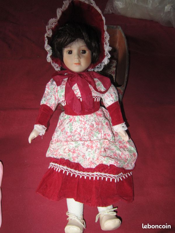 Poupée Vintage En Porcelaine Des Années 1980, Boudoir Doll Habillée En