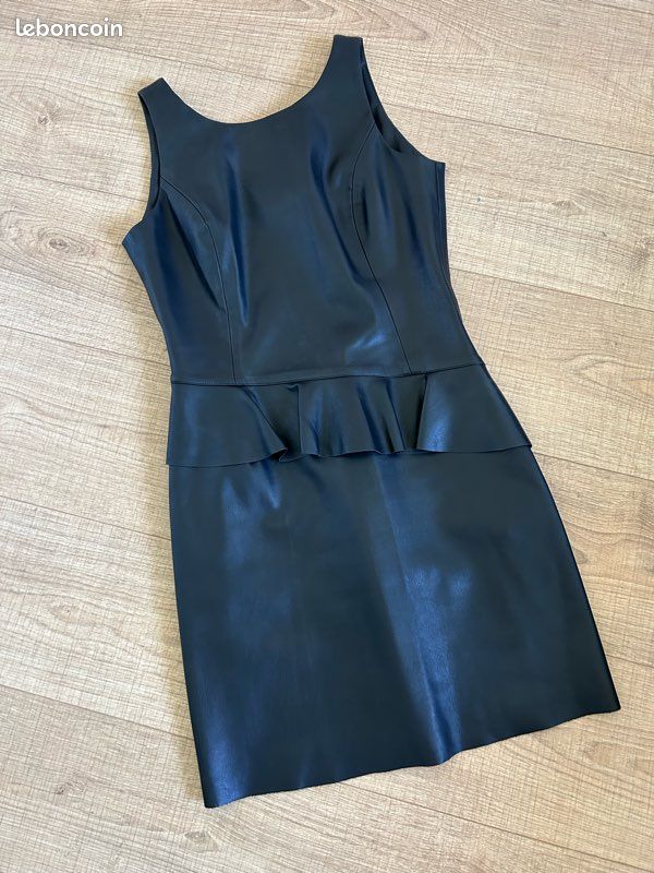Robe En Simili Cuir Noir MORGAN - Taille 36 - Neuf Avec étiquettes - Longueur Genou