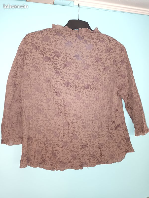 Chemisier transparent bariolé vieux rose T48 (mam33133) (image 8)