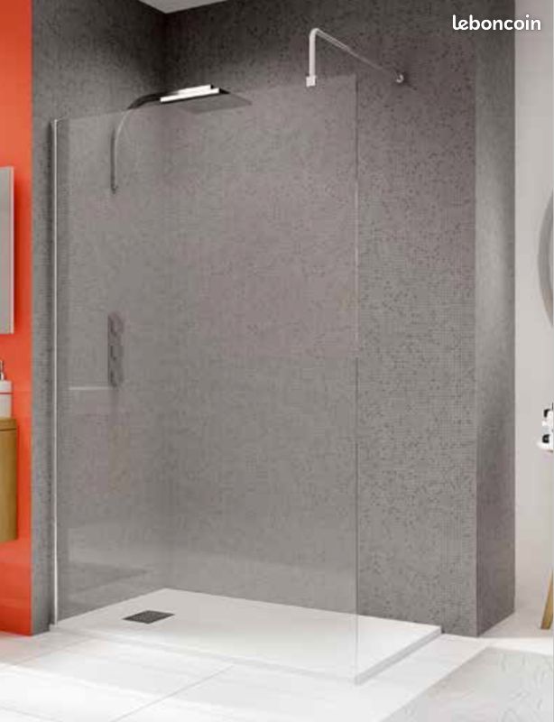Paroi de douche de retour d'angle et/ou fixe KINEDO 185cm x 90cm blanc (image 1)