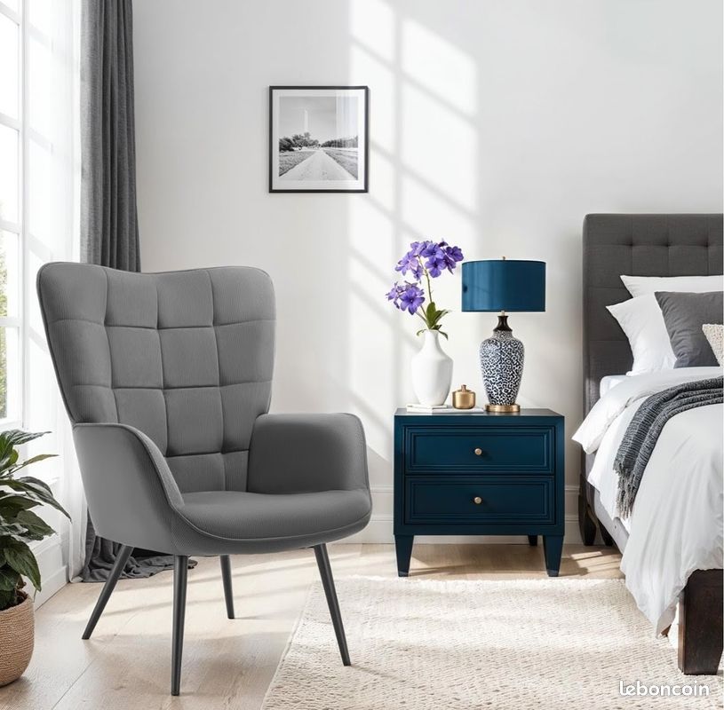 Fauteuil Tectake en velours côtelé neuf (image 1)