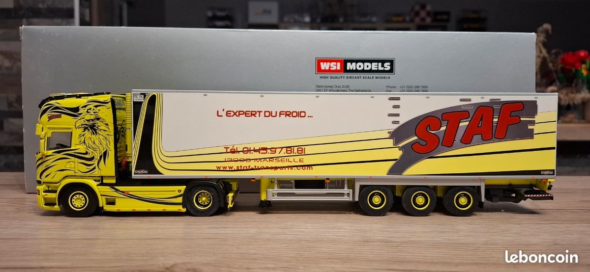 Modèle Réduit WSI Scania 141 Avec Remorque Frigorifique - Échelle 1/50, Métal Et Plastique (Neuf)