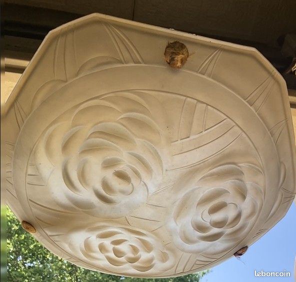 Lustre vasque, pâte de verre, art nouveau (image 5)