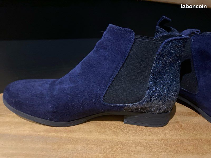Bottines bleu marine strass 38 Chaussures