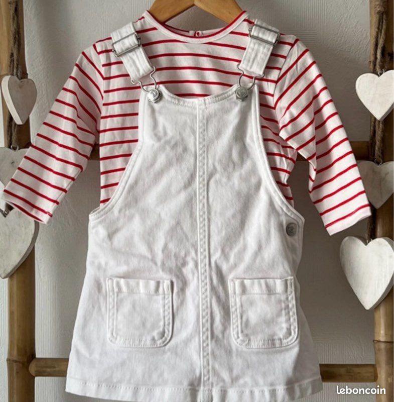 Robe et marinière rouge et blanche 18/24 mois (image 1)