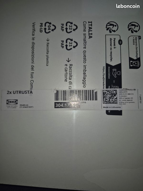 Lot 2 Tablettes UTRUSTA IKEA pour meuble METOD (image 4)