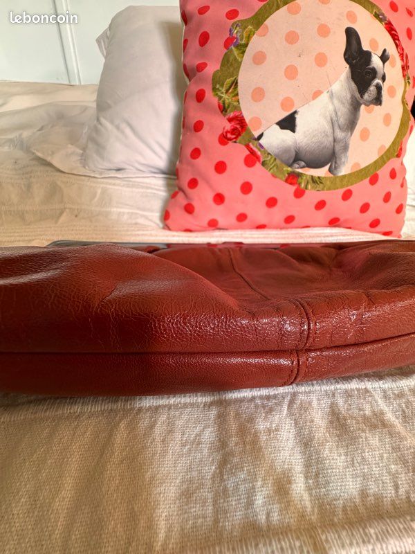 Sac pochette cuir bordeaux vintage 70/80 (image 2)