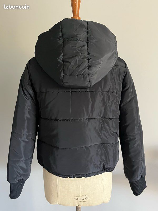 Doudoune noire La petite Française T-1 doublure à cœur rouge et blanc (image 5)