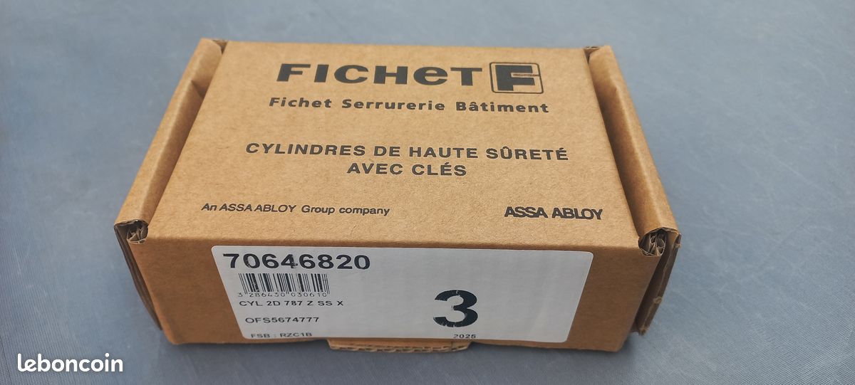Barillet serrrure sécurité Fichet 787Z (image 1)