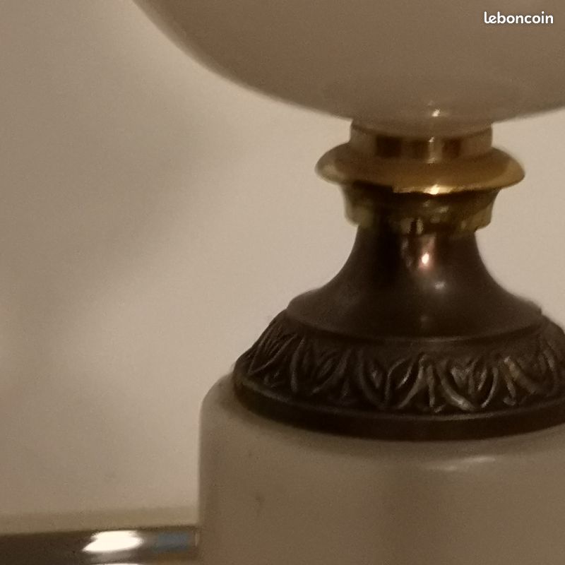 Lampe sur pied Belle Époque en bronze doré et marbre