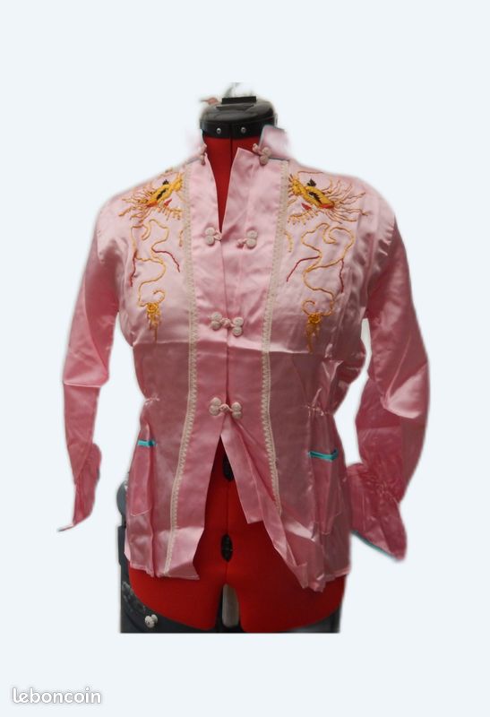 Pantalon Vintage En Soie Rose Fushia - Taille 40, Coupe Droite - Occasion Très Bon état