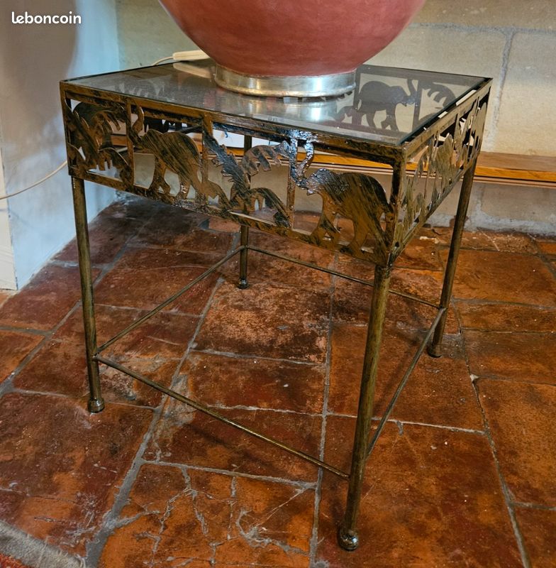 Gueridon marocain en métal et verre (image 2)