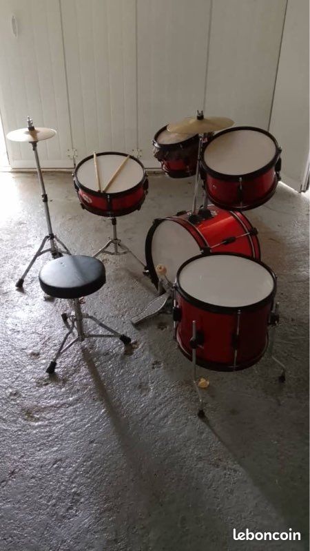 Batterie pour enfants Jazz Drum Set batterie jouet pour enfants Mini Drum Set instruments de musique avec 5 tambours 1 assiette 2 baguettes Instrument de musique à percussion éducatif (C