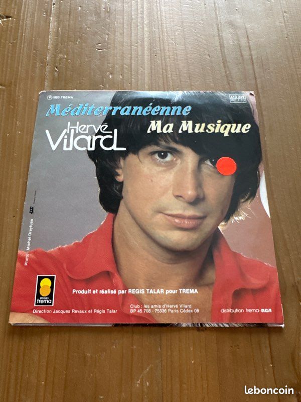 Disque vinyle, 45 tours Hervé Vilard. Méditerranéenne. Ma musique (image 2)