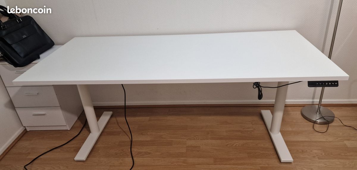 Bureau Poptop Réglable En Hauteur - Blanc - 115x65 Cm - De 43 à 86 Cm - NEUF