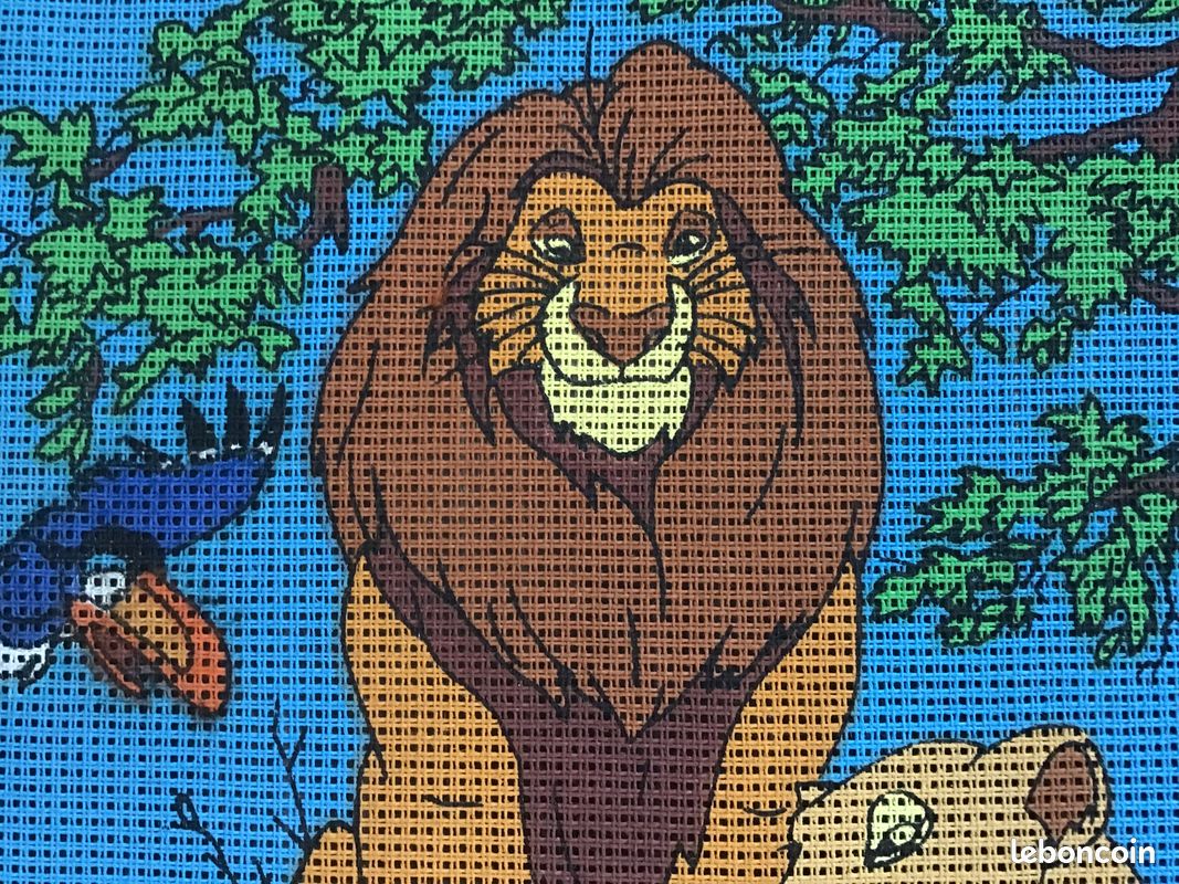 Kit Canevas Point De Croix Les Lions - 15x20cm - Fournitures Complètes Included