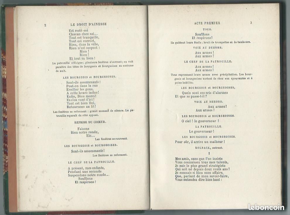 Livre année 1883 Le droit d'ainesse opera en trois actes (image 3)