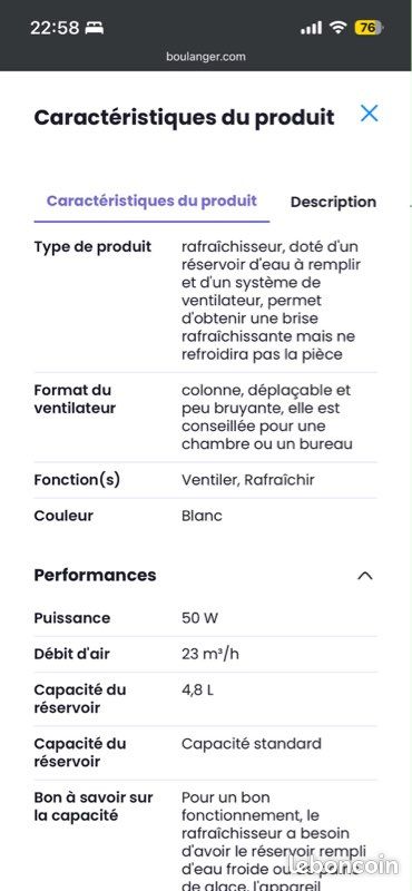 Rafraîchisseur d’air / Climatiseur (Boulanger) (image 4)