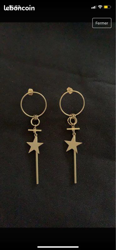 Boucles d’oreilles acier inoxydable doré (image 1)