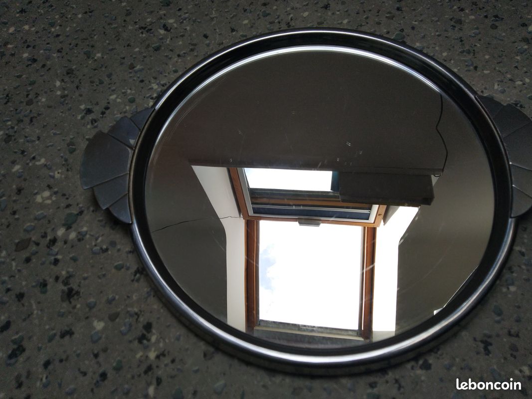 Plateau ancien à verres avec miroir début 20è s (image 3)