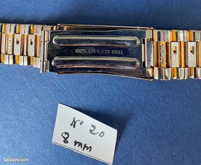 Bracelet De Montre En Perlon Bleu - Largeur 8 Mm - Boucle Dorée - Unisexe - Neuf De Stock