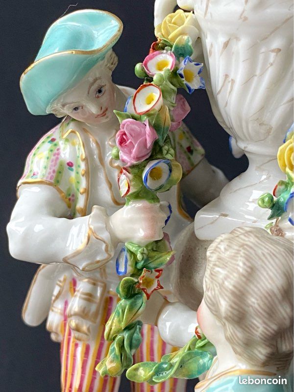 Belle groupe en porcelaine ancienne polychrome de Saxonie (image 5)