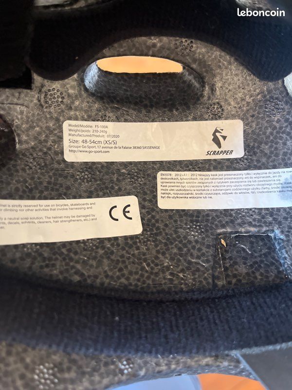 Casque vélo inter sport . Taille réglable 48-54cm (xs-s) (image 3)