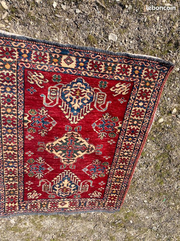 Grand Tapis Vintage En Pure Laine – 260x190cm – Multicolore – Bon état