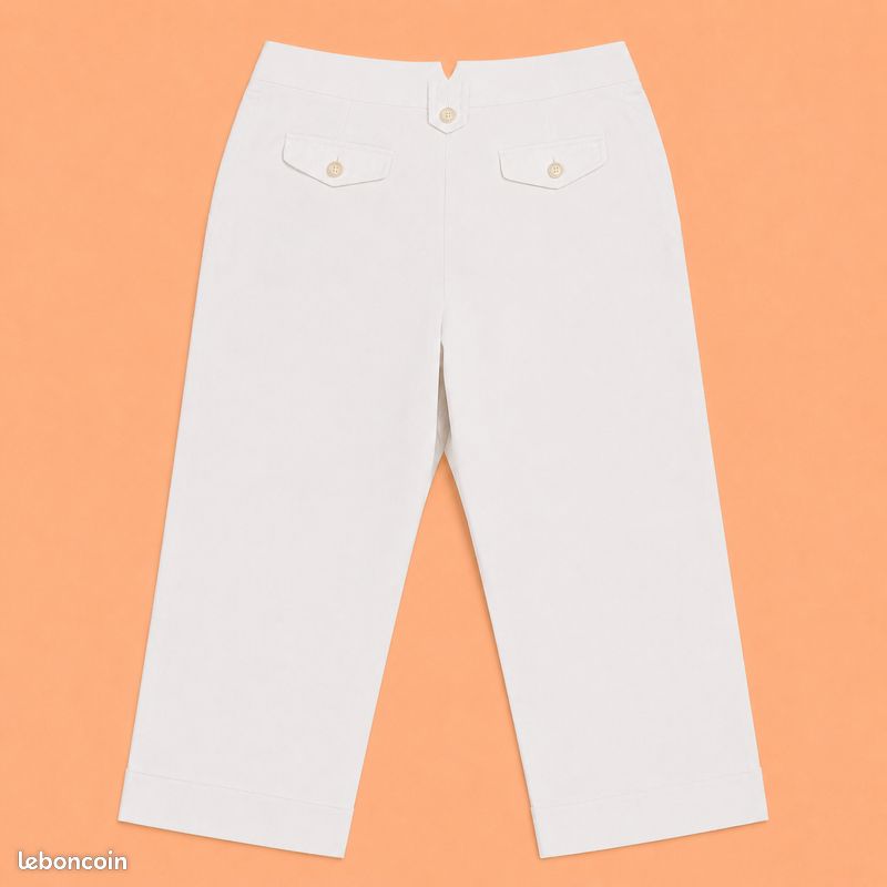 Pantacourt Cropped Corsaire Blanc Capri Femme Chic été GERARD DAREL Taille 40 Neuf (image 4)