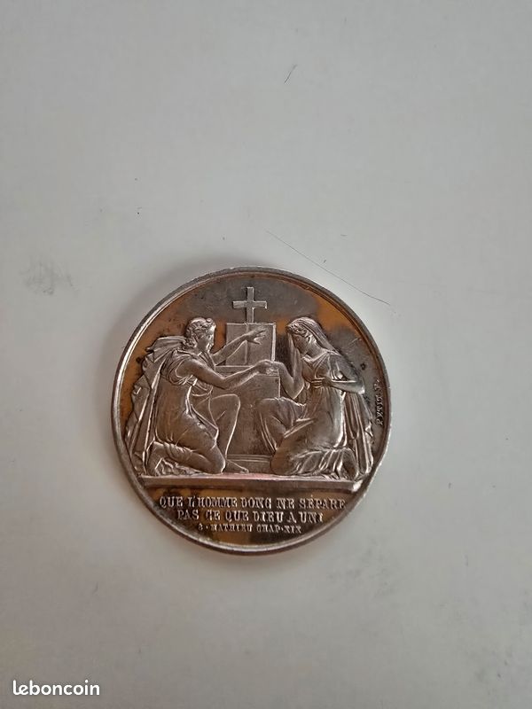 Médaille De Mariage En Argent - XIXème Siècle, Pièce De Collection REF82969